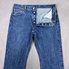Levis 501 Jeans Mens 36x28 Blue Denim Pants Button Fly Faded Workwear Tag38x30