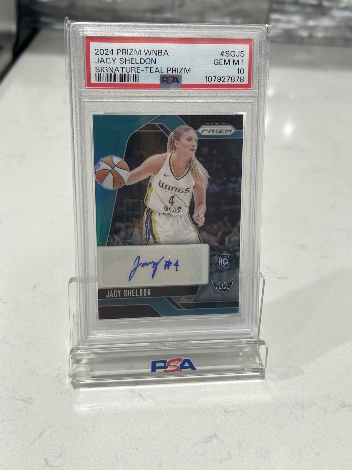 2024 PRIZM WNBA Jacy Sheldon TRUE ROOKIE Teal /35 auto PSA 10 Pop 1 Mystics RC