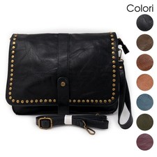 Borsa postina tracolla donna borchie ragazza cartella lavoro ufficio borchiata