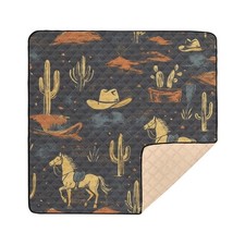 Baby Play Mat Western Cowboy Horse Cactus 50" X 50" Play Gym Crawli... Fast Ship