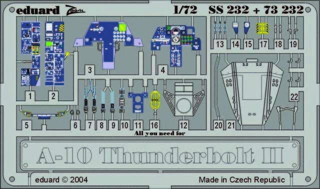 Eduard Accessories 73232 - 1:72 A-10 THUNDERBOLT II - Etched Set - New
