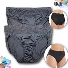 NWOT 2-Pack Bali Womens 8/XL Passion For Comfort Hi-Cut Brief Panty DFPC62 Black