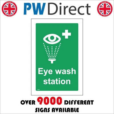 PWDIRECT SIGN EYE WASH STATION FS464 SIGHT SPLASH DUST CHEMICALS DEBRIS FLUSHING INJURY