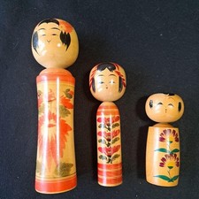 Togatta Kokeshi Lot of 3 Collectible 15+