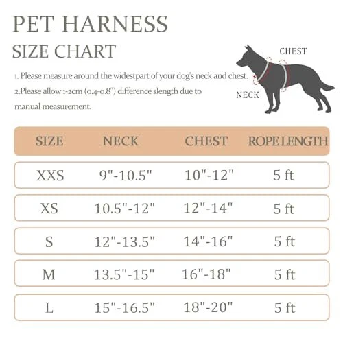 Dog Harness with Leash Set, No Pull Adjustable M(Chest:16"-18") Pink