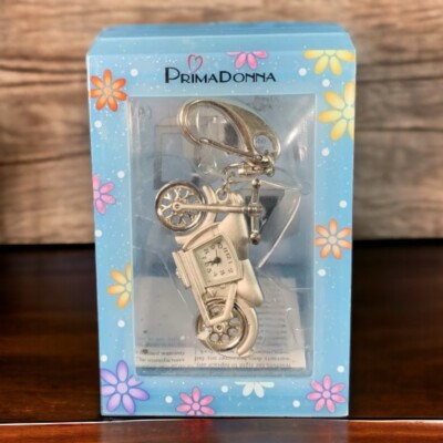 Prima Donna Motorcycle Keychain with Digital Watch Accessory Silver Brand New