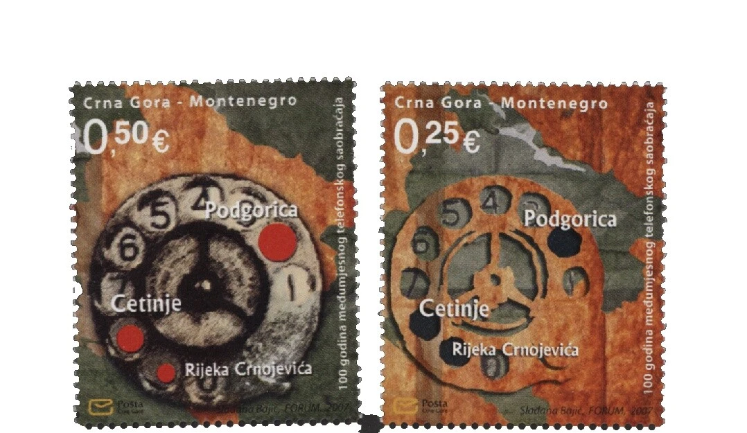 Estampillas de Montenegro de comunicación