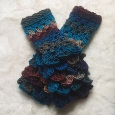 Just in! Handmade Crocheted Dragonscale Fingerless Texting Gloves in Deep Ocean