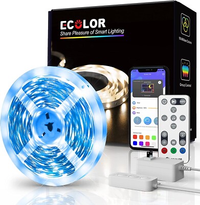Ecolor 25' Smart LED RGB Color Strip Lights App & Music Control Bluetooth WiFi