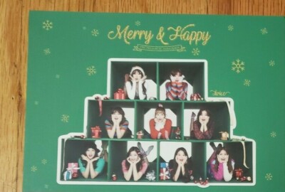 TWICE サイン Merry&happy TWICE MERRY & AND HAPPY ALBUM POSTCARD/STICKER [GREEN/PINK] | eBay