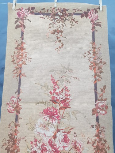 Vintage French Beautiful Froral Scene Wall Hanging Tapestry 117x58 cm - Picture 13 of 14