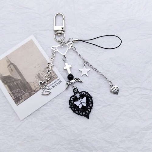 Cell-Phone Straps Keychain Crystal Cross Heart Phone Lanyard Keyring Chain - Zdjęcie 4 z 6
