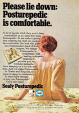 Anuncio impreso vintage Sealy Posturepedic 1968: Please Lie Down