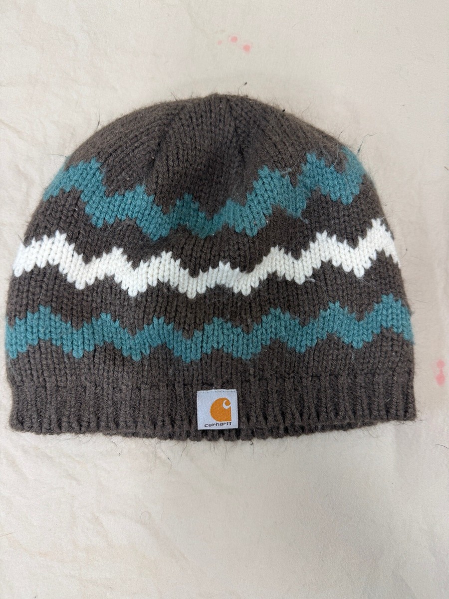 Carhartt Knit Beanie Chevron Hat Cap Brown White Green Hiking Camping  Outdoors
