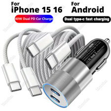 USB C To USB C Car Adapter Fast Charger Type C Cord For iPhone 15 16 Pro Samsung