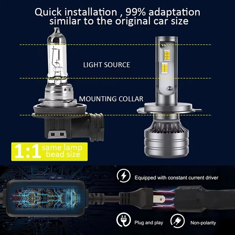 Faro LED de haz alto/bajo luces H4 6000 k para Mazda RX-7 1986-1991 5x7" 7X6 pulgadas Foto 4 de 4