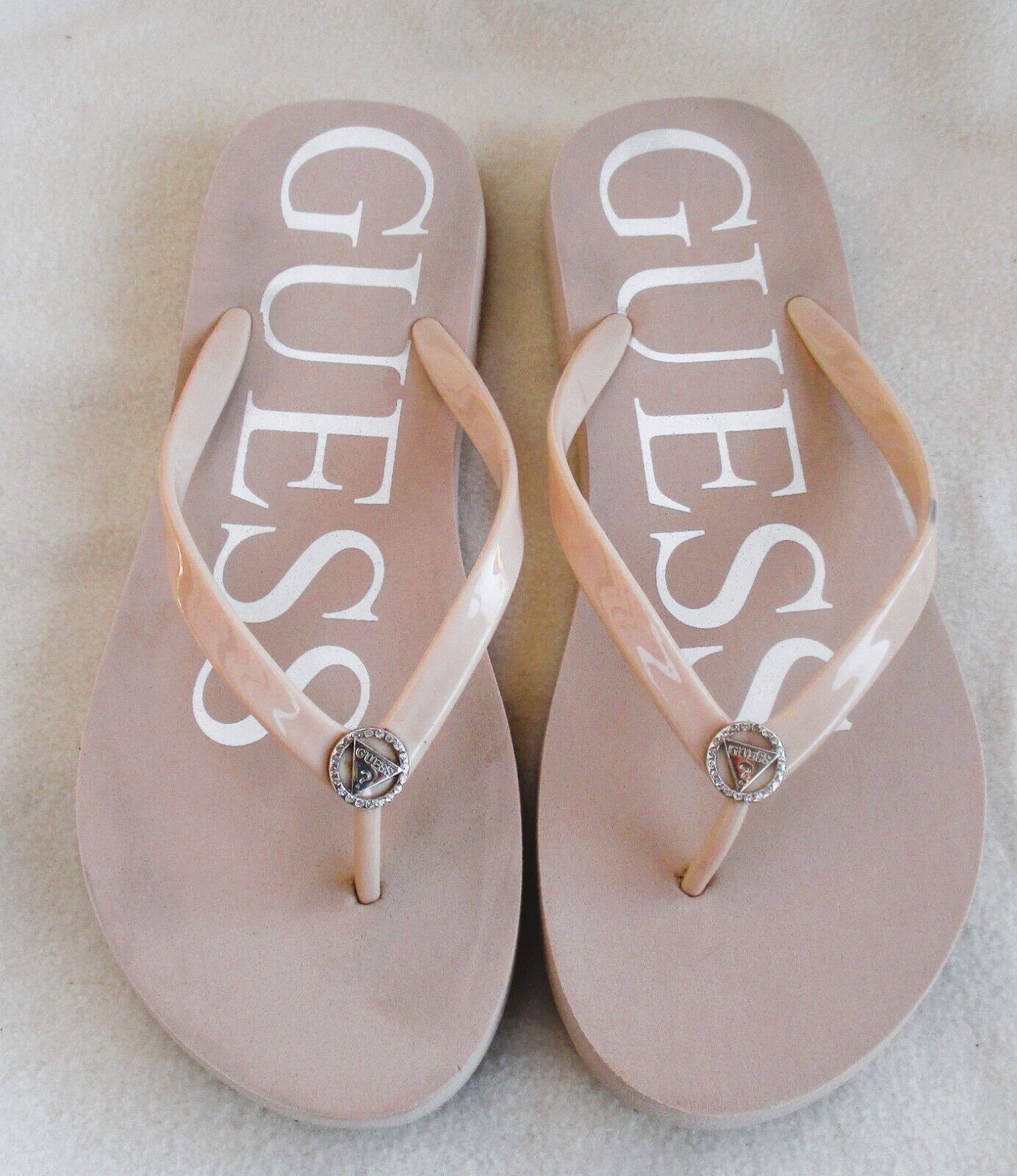 Guess E3Gz01B00F In White For Women | 4G Logo Beach Slippers – 4feetshoes