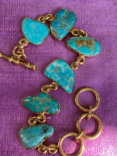 Charles Albert Campo Frio Turquoise & Alchemia Gold Handcrafted Artisan Bracelet - Picture 20 of 22