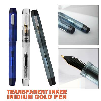 MAJOHN C3 Clear demonstration Resin Fountain Pen EF/F Nib ink Pen W/BOX Gift