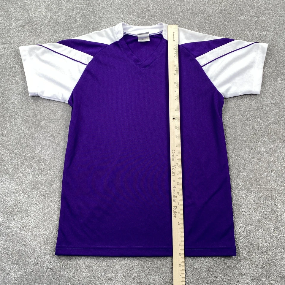 Camiseta de fútbol High Five Sportswear con cuello en V juvenil talla L púrpura blanca Foto 4 de 4