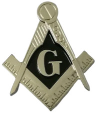 Masonic cut-out Mini car emblem in silver with solid Black