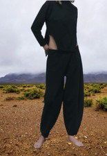 ZARA STYLISH LONG PLEATED BALLOON PANTS BLACK SIZE L