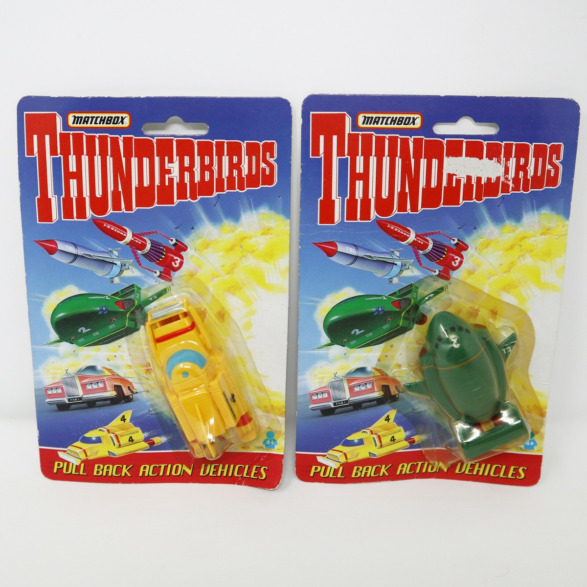 VINTAGE 1993 MATCHBOX THUNDERBIRD 2 & 4 TB2 TB4 PULL BACK