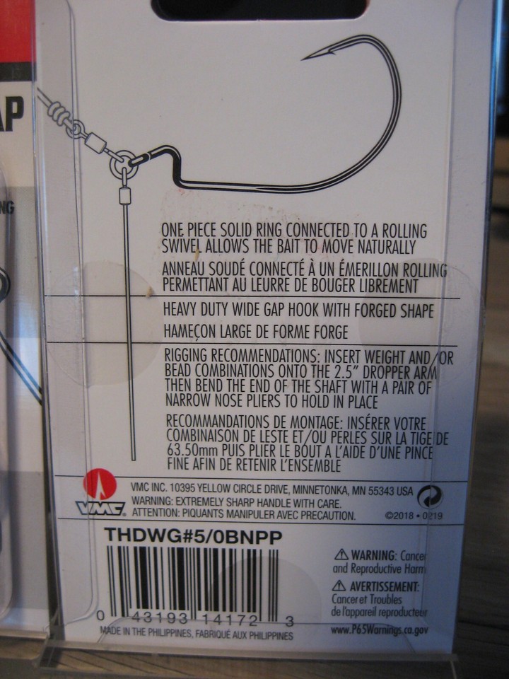 2 Packs VMC Fish Hooks Tokyo Rig Heavy Duty Wide Gap Size 5/0 eBay