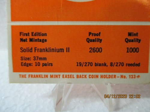 MINT CASINO 1969 Dollar Gaming Token Solid Franklinium II Proof DGT-162 - Picture 6 of 6
