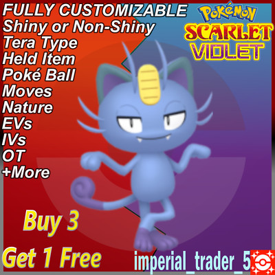 Pokémon Scarlet and Violet   Shiny Alolan Meowth   W/ Best 6IV Customizable
