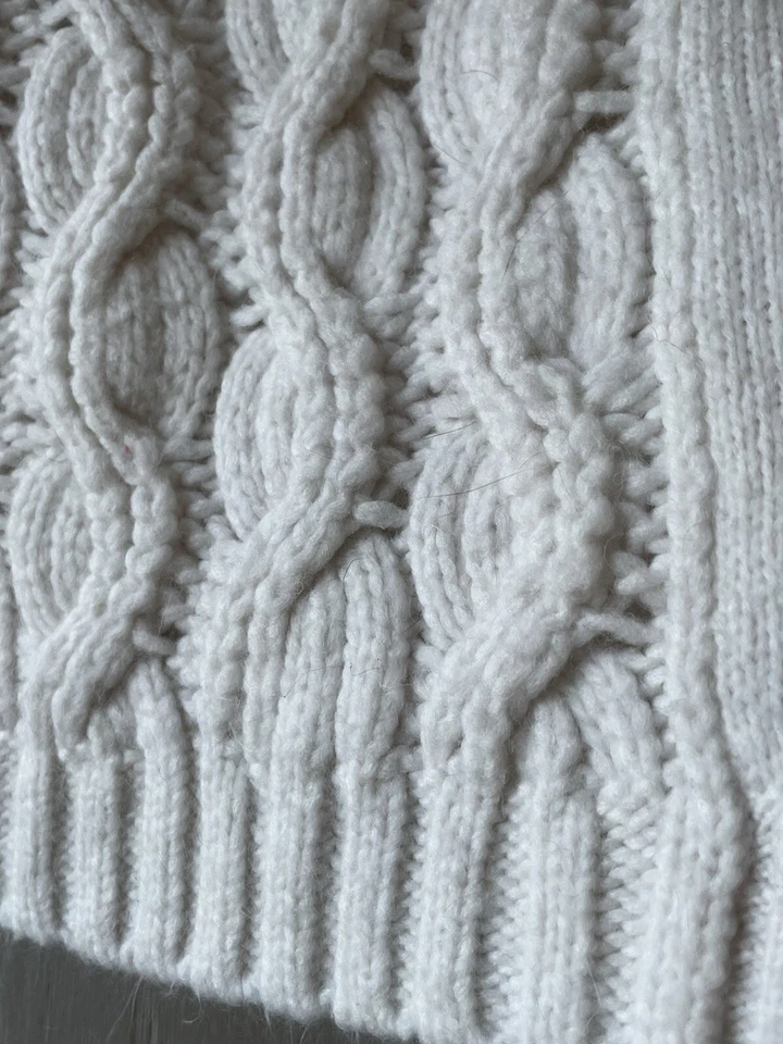 White House Black Market Sweater Chunky Cable Knit Fitted XS Ivory Wool Blend - Image 2 of 4