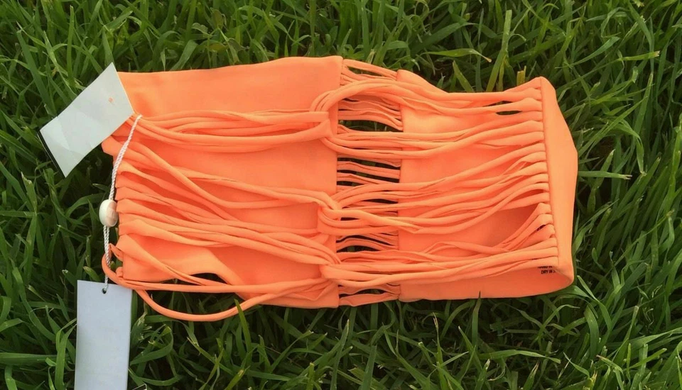 Traje de baño Mikoh Puesta de sol Top Neón Coral Bandeau Bikini Recorte Nuevo Grande Bloggers Foto 2 de 4