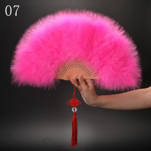 Colorful Large Folding Feather Fan Wedding PROM Party Costume Fancy Dress 1920s - Picture 8 of 30