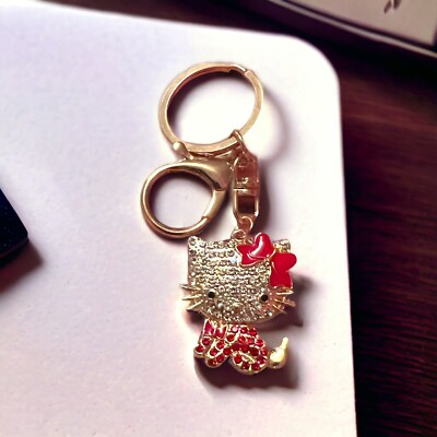 Hello Kitty Red Rhinestone Gold Keychain NWT | eBay