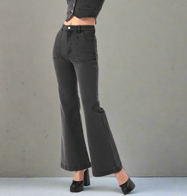 Rollas Eastcoast Flare Wide Leg Crop Jeans Womens 29 Vintage Washed Black |  eBay