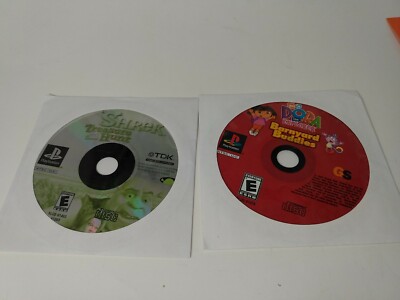 Shrek Treasure Hunt And Dora Barnyard Buddies PS1 Discs Only Lot Playstation 1