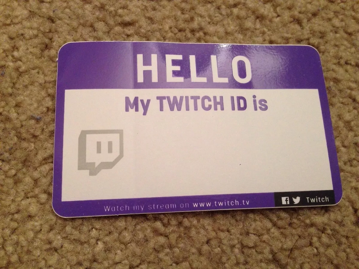 Twitch Hello My ID Is Name Tag Sticker *RARE/NEW* PAX Prime 2015