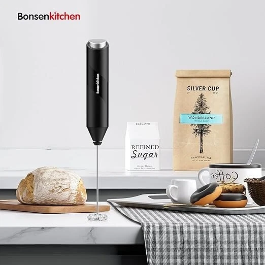 Milk Frother Handheld, Electric Foam Maker with Stainless Steel Whisk, Hand D...