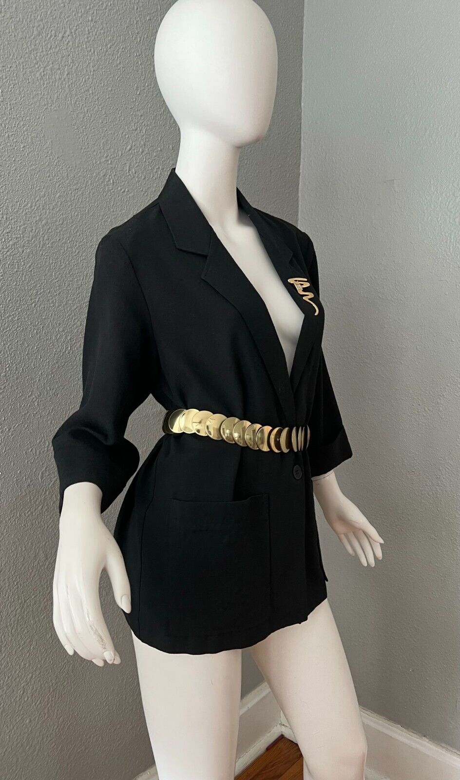 Vintage 70s Black Oversized Casual Suit Jacket Bl… - image 13