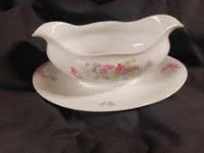 AUSTRIA BRISTOL GRAVYBOAT WITH ATTACHED PLATE VINTAGE