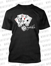 Men Fashion Tee Shirt Life's is a Gamble Sport Graphic Playing Cards Big Tall T