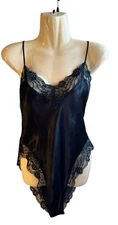 Vintage Fantasies by Morgan Taylor Black Bodysuit Teddy Baby Doll Negligée Med