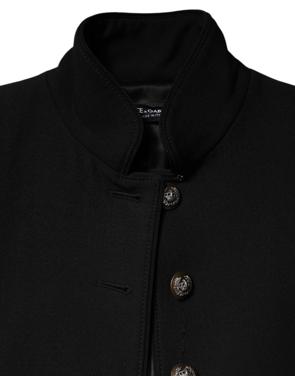 DOLCE & GABBANA Jacket Black Wool Single Breasted Trench