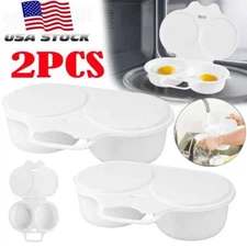 2pcs Microwave Egg Poacher Diy Egg Cooker 2 Eggs Capacity Steamer Home Breakfast