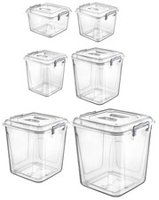 Clear Plastic Box with Lid Lock Home Office Kitchen Food Storage Container Boxes