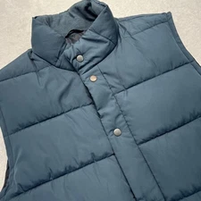 GAP UpCycled Snap Up Puffer Vest Water Resistant Side Snap Pockets Men L Blue