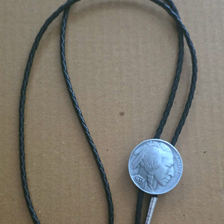 Siskiyou Men's Buffalo Nickel Style Bolo Tie Black Cord Signed Silver 880410