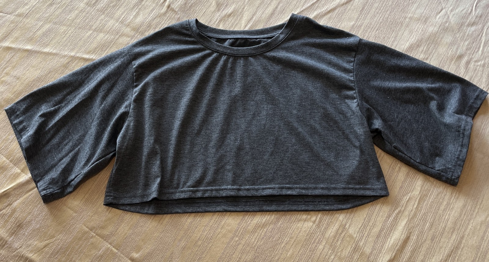 Crop Top Size Large Junior's Grey SHEIN-image