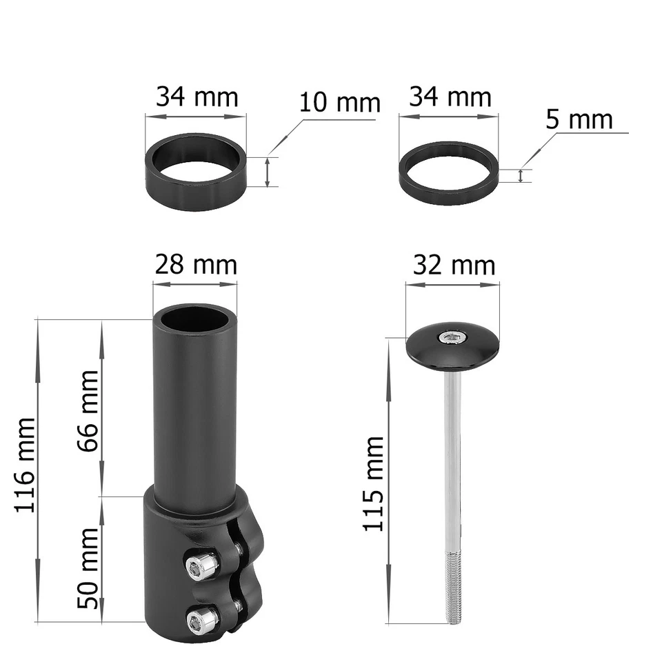 Fahrrad Alu Lenker Erhöhung E-Bike Vorbau Verlängerung Schaftverlängerung 120mm - Bild 4 von 4
