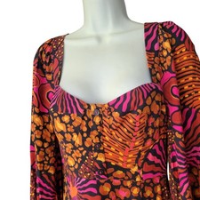 FARM RIO Leopard Hearts Mini bustier MINI dress SM abstract print autumn colors